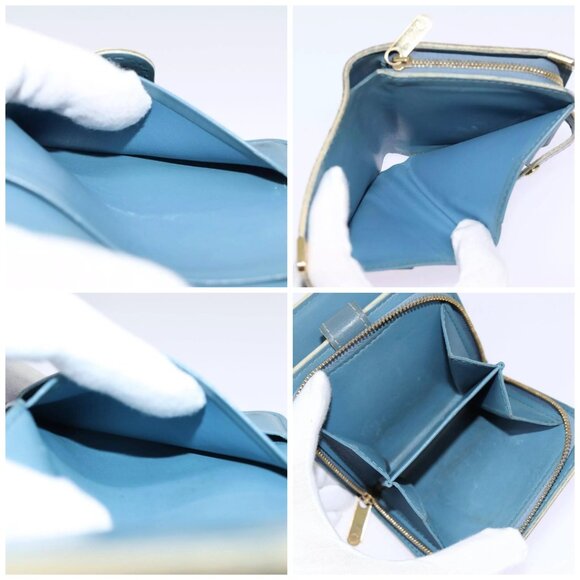 LOUIS VUITTON Suhari Compact Zip Wallet Leather Blue - Picture 14 of 15